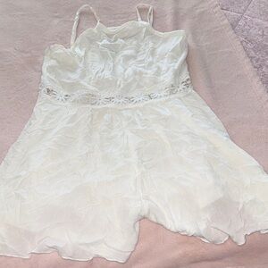 SHEIN White Lace Trim Jumpsuit